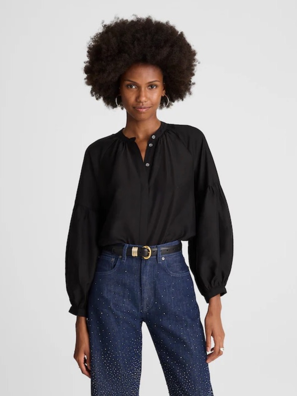 Madewell Shirred Balloon-Sleeve Top XXS - Picture 2 of 5